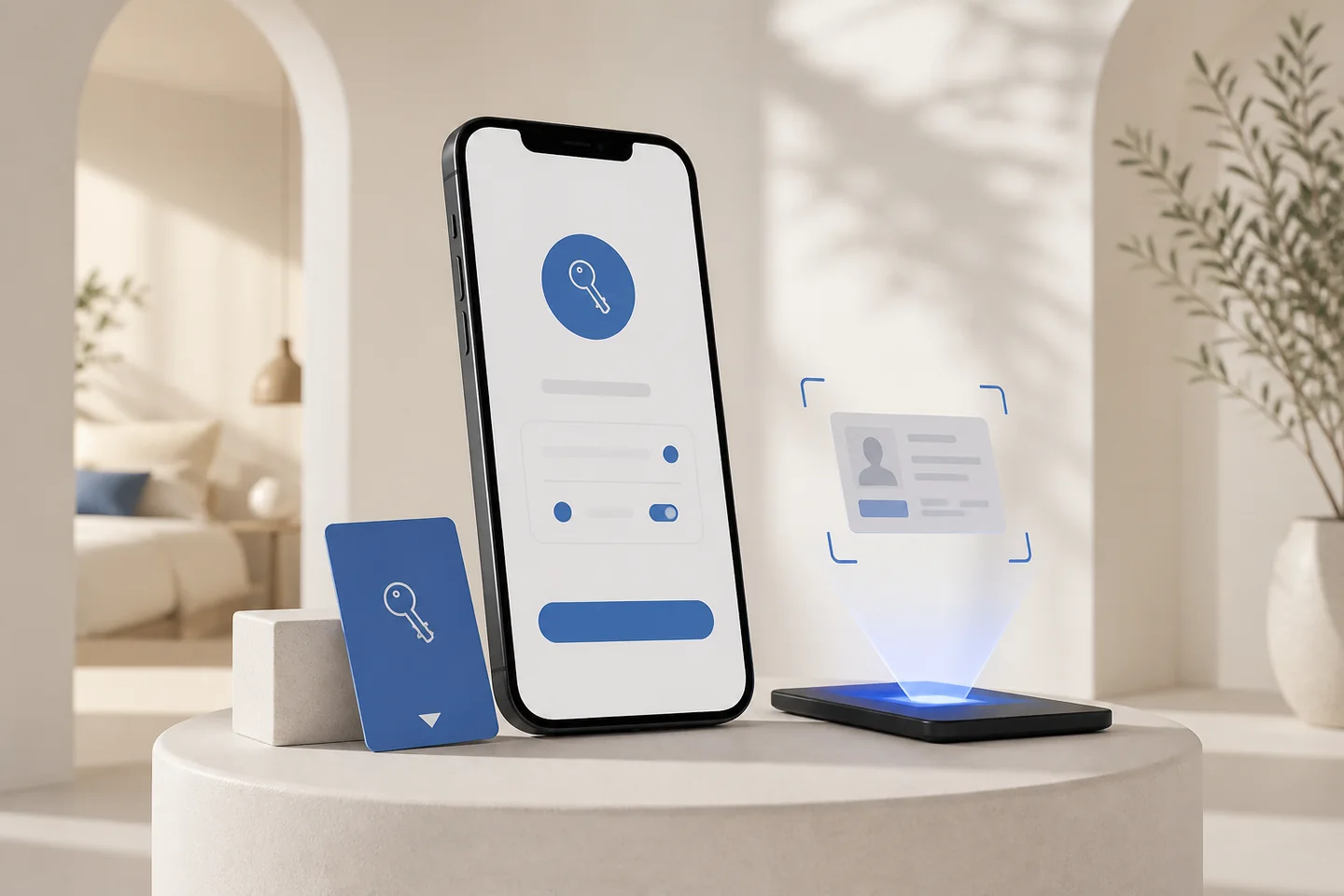 Illustrazione di uno smartphone per il check-in digitale e la scansione dei documenti